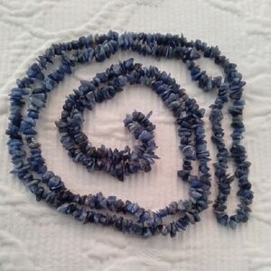 Handcrafted Blue Chip Stone Necklace Strand for Women
